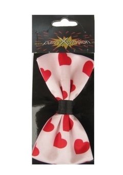 Vlinderstrik met hartjes 13 x 7 cm