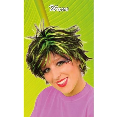 Leuke korte pruik Britt in groen / zwart