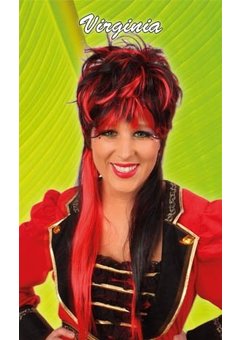 Pruik Bettina rood/zwart