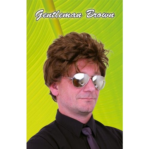 Mooie disco pruik Vincent in bruin