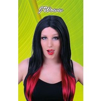 Mooie disco pruik Veerle in zwart rood