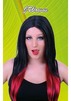 Pruik duivel Veerle in rood zwart