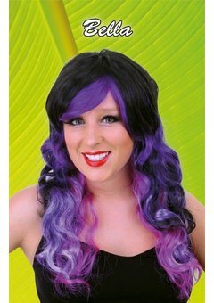 Heksen pruik Veerle in zwart paars