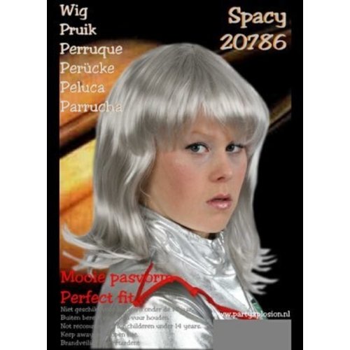 Mooie pruik Space William in zilver