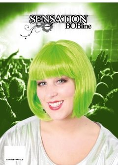 Fluor groene disco boblijn pruik Valerie