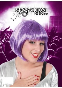 Paarse disco boblijn pruik Valerie
