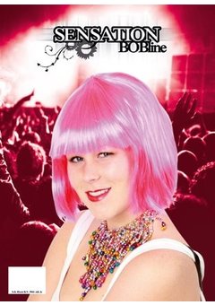 Roze disco boblijn pruik Valerie
