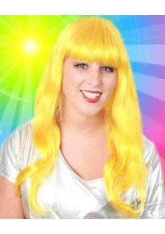 Gele disco pruik Pascale geel lang haar