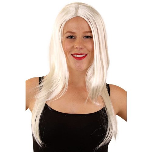 Mooie witte pruik Britt lang haar