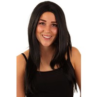 Mooie zwarte disco pruik lang haar