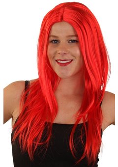 Rode disco pruik Britt lang haar