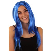 Mooie blauwe pruik Britt lang haar