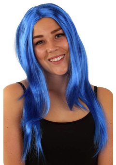 Blauwe pruik Britt lang haar