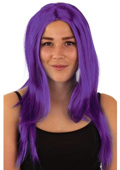 Paarse pruik Britt lang haar