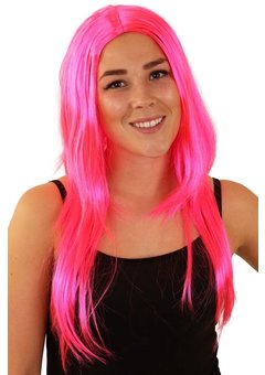 Roze pruik Britt lang haar