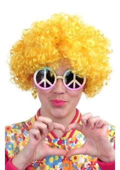 Hippie pruik John in geel