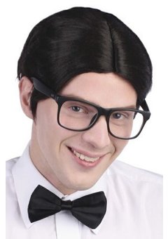 Pruik nerd Jan in zwart