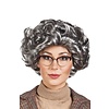 Pruik oma Saar met krullen in grijs