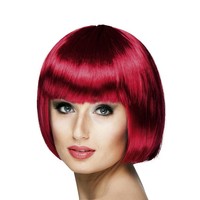 Mooie pruik Sophie boblijn in robijn rood