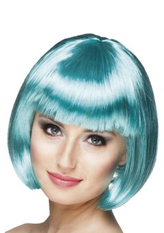 Pruik Sophie boblijn in  turquoise