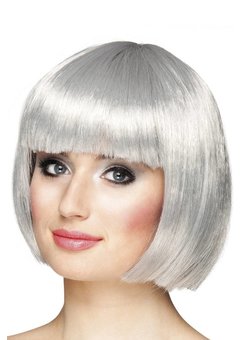 Pruik Sophie boblijn in zilver/grijs
