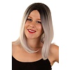 Pruik Linda grijs zwart half lang haar