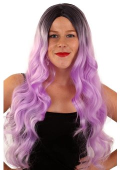 Pruik Linda lang golvend haar in lila