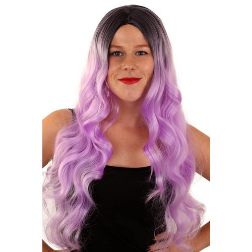 Mooie pruik Linda lang golvend haar in lila