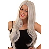 Pruik Linda grijs met lang haar