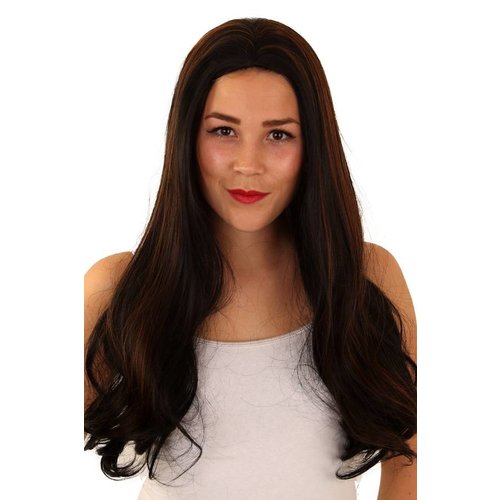 Leuke bruine pruik Kate met highlights