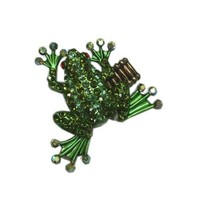 Leuke ring kikker groen met nep steentjes