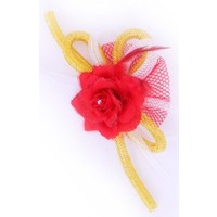 Haarclip met roos rood wit geel