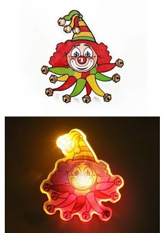 Broche clown met licht in rood geel en groen