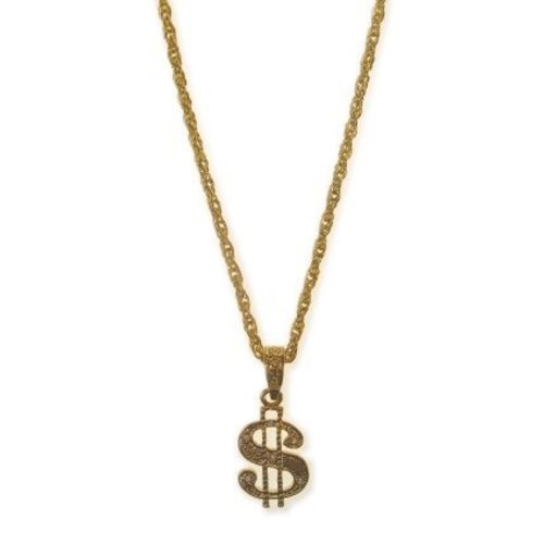 Mooie halsketting dollar teken in goud