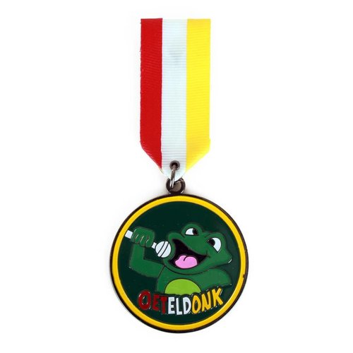 Leuk Oeteldonk speldje ronde medaille met kikker