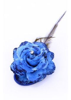 Blauwe bloem op speld/elastiek