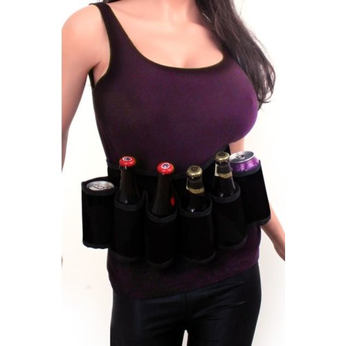 Leuke zwarte riem waar drank in kan