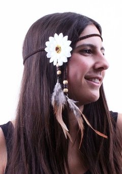 Hippie hoofdband bloem met veren