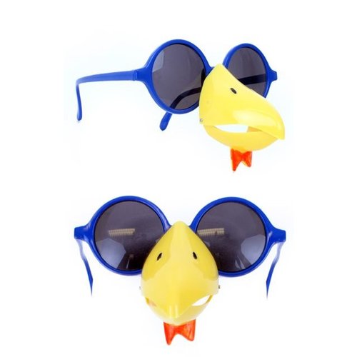 Grappige kippenbril met blauw montuur