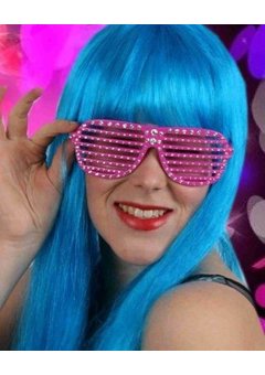 Hippe roze bril met strass steentjes