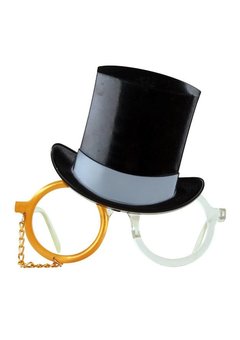 Bril hoge hoed met monocle goud