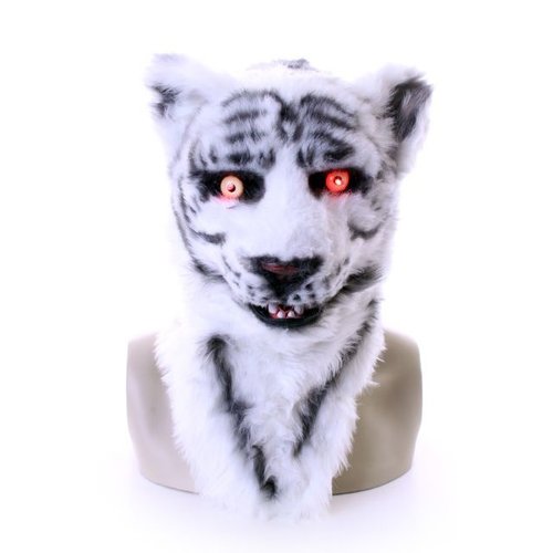 Volkop masker tijger wit lichtgevende ogen, bewegende mond