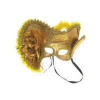 Oogmasker dames venetie goud met hoed