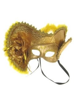 Oogmasker dames venetie goud met hoed