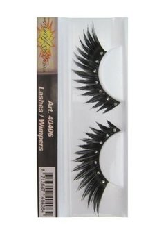 Wimpers puntig zwart met 7 strass stenen