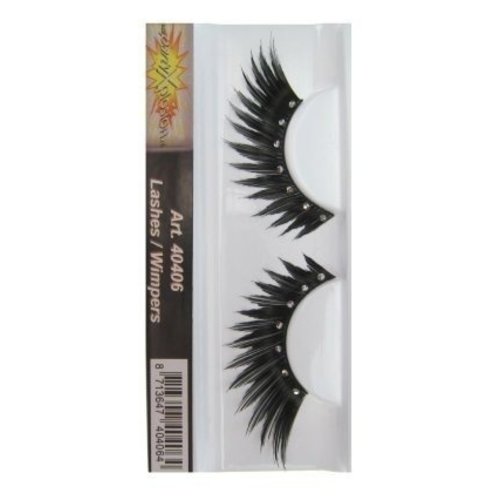 Prachtige Wimpers puntig zwart met 7 strass stenen