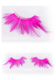 Wimpers veertjes fluor roze