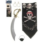 Stoer piraten set met zwaard, ooglapje, oorbellen en bandana
