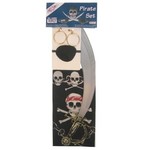 Stoer piraten set met zwaard, ooglapje, oorbellen en bandana