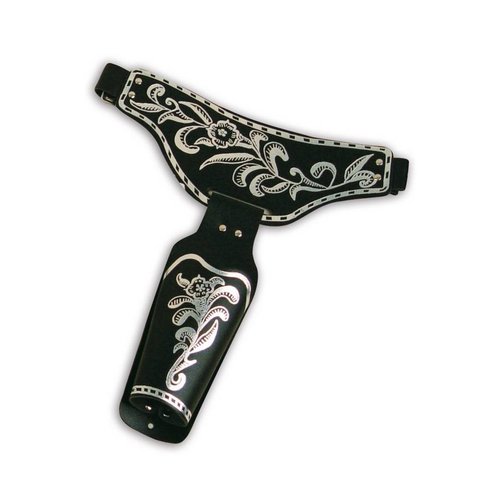 Mooie cowboyholster in het zwart met zilveren opdruk